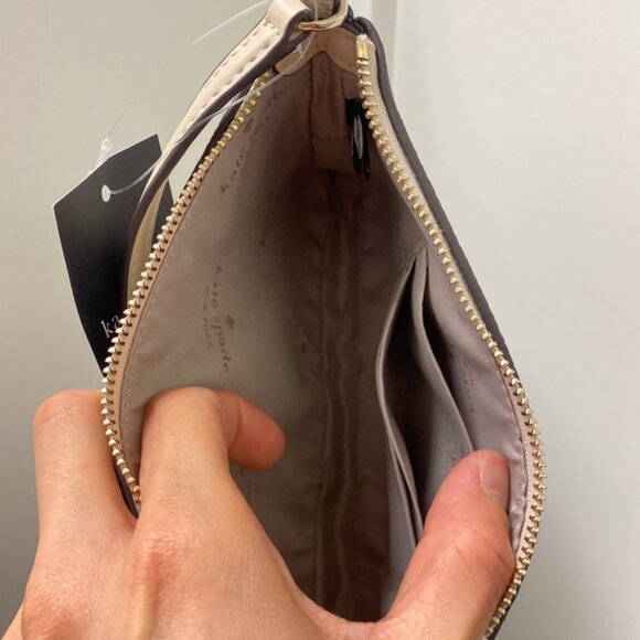 Kate Spade Flower Medium Zip Wristlet in Rose + Convertible Wristlet in Beige - Picture 7 of 10